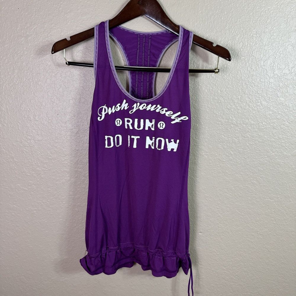 Lululemon Run Energy Tank Top Push Yourself Do It Now Potion Purple Size 6